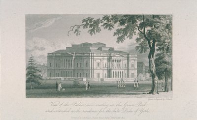 Utsikt över York House och Green Park, ca 1800 av Samuel Rawle