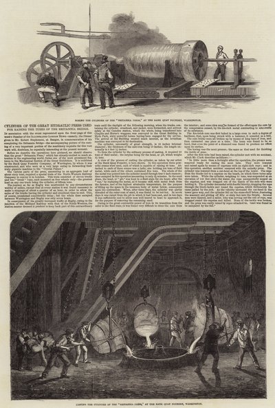 Cylinder av Great Hydraulic Press som används för att höja rören på Britannia Bridge av Samuel Read