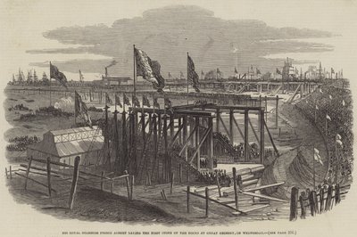 Hans kungliga höghet prins Albert lägger ner den första stenen av hamnen i Great Grimsby på onsdagen av Samuel Read