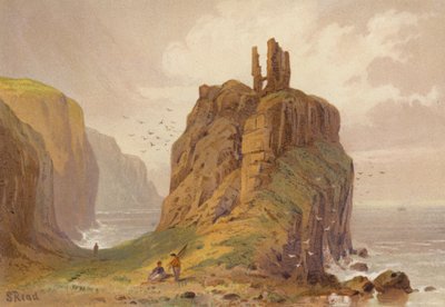 Norr om Irland, Dunseverick Castle (färg litho) av Samuel Read