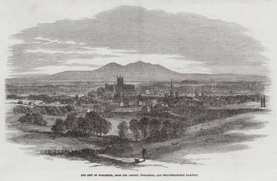 Staden Worcester, från Oxford, Worcester och Wolverhampton Railway av Samuel Read