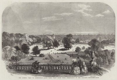 Drottningens besök i Birmingham, Aston Park, från Aston Hall, Birmingham på avstånd av Samuel Read