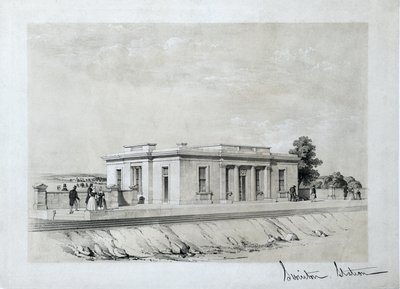Swinton Station, c1840 (tonad litografi på papper) av Samuel Russell