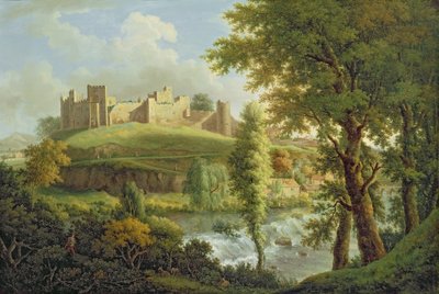 Ludlow Castle med Dinham Weir, från sydväst, ca 1765-69 (olja på duk) av Samuel Scott