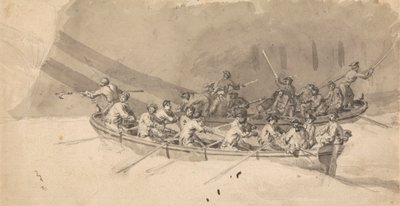 Två båtar med besättningar, studie för The Royal William at Sea av Samuel Scott