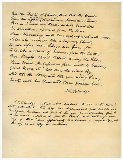 Hymn before Sunrise in the Vale of Chamouny, tryckt första gången 1802. av Samuel Taylor Coleridge