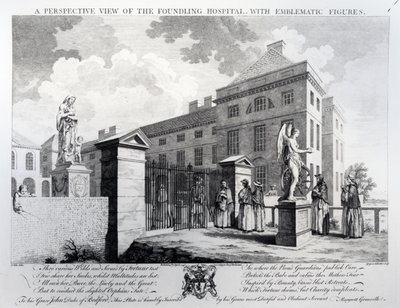En perspektivvy av Foundling Hospital, graverad av Edward Rooker, 1749 av Samuel Wale