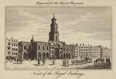Framsidan av Royal Exchange i City of London av Samuel Wale