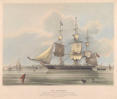 Järnfartyget "Ironsides" byggt i Liverpool av Jackson Gordon  Co. 1838, ca 1838 (litografi, färglagd) av Samuel Walters