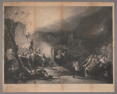 Providentiell befrielse av John Wesley när ett barn från elden av Samuel William Reynolds