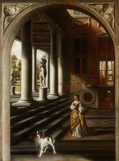 Perspektivvy med en kvinna som läser ett brev, ca. 1670 av Samuel van Hoogstraten