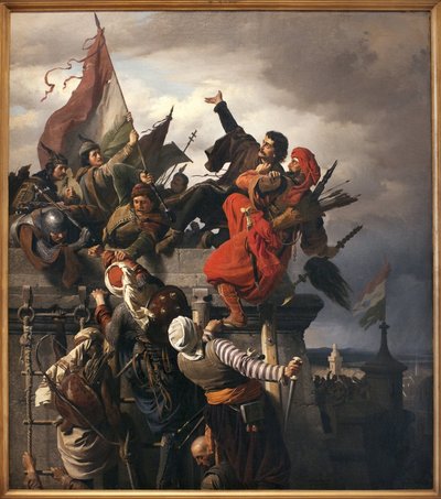 Titusz Dugovics offer (? -1456). Ungerska nationella hjältar, som utmärktes under belägringen av Belgrad av det osmanska riket. Målning av Sandor Wagner (1838-1919), Olja på duk av Alexander von Wagner