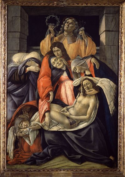 Klagovisa över den döde Kristus, ca 1490-1500 (olja på trä) av Sandro (1444/5-1510) Botticelli