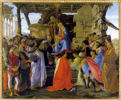 "Adoration of Magi" representation av medlemmen av Medici-familjen av Sandro Botticelli