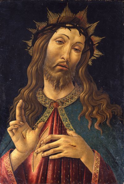Jesus Kristus Återlösaren "" Målning av Alessandro di Mariano dei Filipepi kallad Sandro Botticelli (1445-1510) 1500 Bergamo. Galleria dell