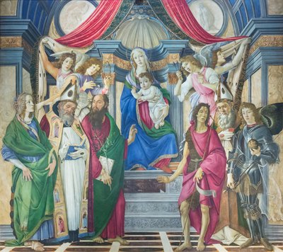 Madonna och barn tronade med helgon av Sandro Botticelli