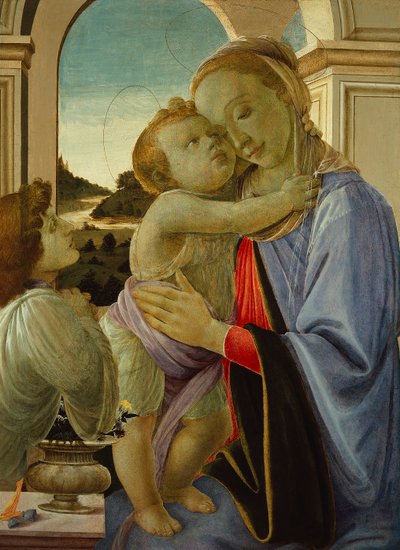 Madonna med barn och beundrande ängel, ca 1468 (tempera på pannå) av Sandro (1444/5-1510) Botticelli