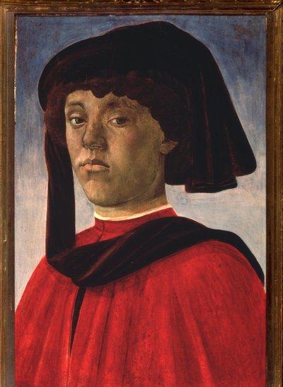 Porträtt av ung man med basker (målning, ca 1470) av Sandro Botticelli