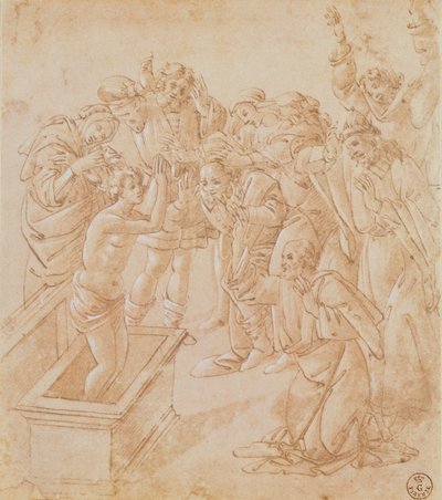 The Raising of Lazarus (penna och bläck med gouache) av Sandro Botticelli