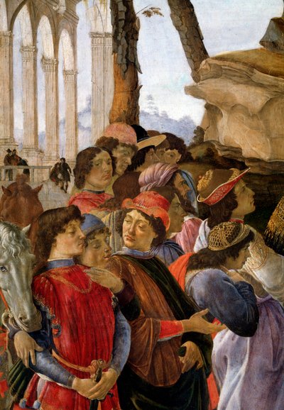 Tillbedjan av magi, detalj av Sandro Botticelli