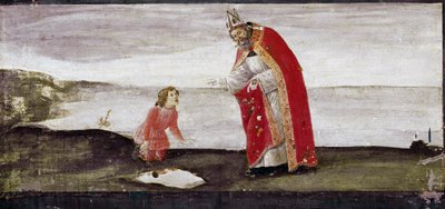 Vision av St Augustine, detalj av St Barnaba altartavla (tempera på trä av Sandro Botticelli