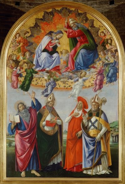 Maria kröning med fyra helgon av Sandro Botticelli