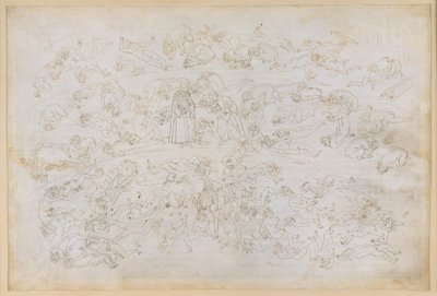La Divina Commedia, Inferno XXXIII. Helvetets nionde krets (Cocytus), 3:e avsnittet: Greve Ugolinos botgöringsberättelse; straffet för dem som svikit sina gästvänner i Ptolemäas is av Sandro Botticelli