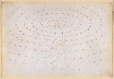 La Divina Commedia, Paradiso XXIV. Åttonde sfären (fasta stjärnhimlen): Beatrice ber Petrus att pröva hennes lärjunge i den sanna tron, den första teologiska dygden; Dantes trosbekännelse av Sandro Botticelli