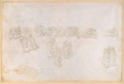 La Divina Commedia, Purgatorio XIII. Purgatoriets andra ring: botgöring för avund och skadeglädje; samtal med Sapia Salvani av Sandro Botticelli