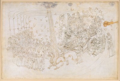 La Divina Commedia, Purgatorio XXX. Det jordiska paradiset: Beatrice i triumfvagnen av Sandro Botticelli