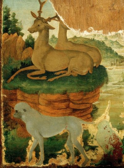 Landskap med råbockar och apor av Sandro Botticelli