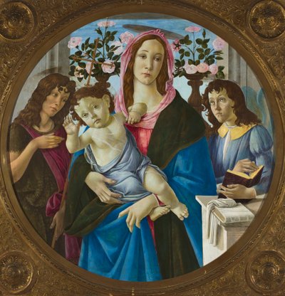 Madonna med barnet, Johannes Döparen och en ängel av Sandro Botticelli