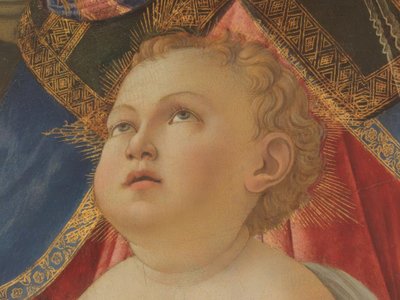 Maria med barnet och fem änglar av Sandro Botticelli