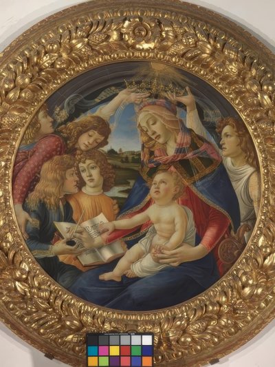 Maria med barnet och fem änglar av Sandro Botticelli