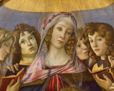 Maria med barnet och sex änglar av Sandro Botticelli