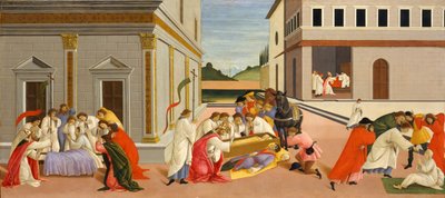 Tre mirakel från Sankt Zenobius, ca. 1500. av Sandro Botticelli
