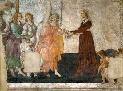 Venus och de tre nåderna ger presenter till en ung flicka, 1484-1486 av Sandro Botticelli
