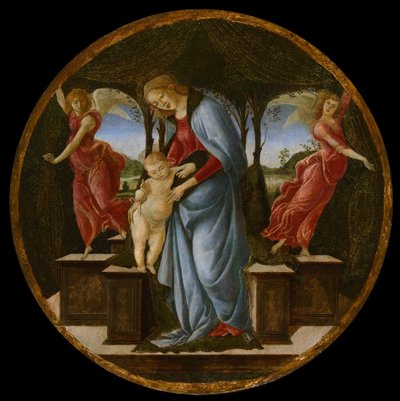 Jungfru med barn och två änglar av Sandro Botticelli