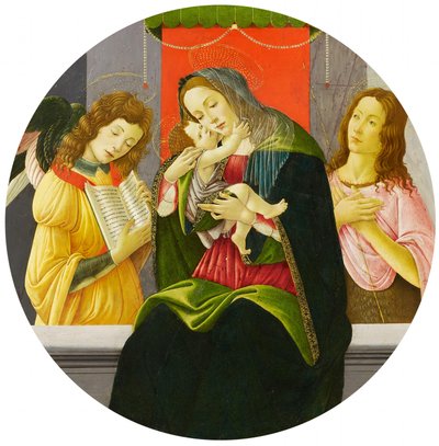 Madonna med barnet, Johannes Döparen och en ängel av Sandro Botticelli and workshop