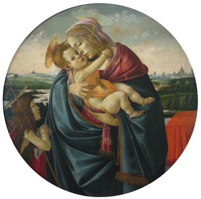 Jungfru Maria med barnet och Johannes Döparen av Sandro Botticelli and workshop