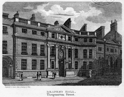 Drapers Hall, Throgmorton Street, City of London, 1812. av Sands