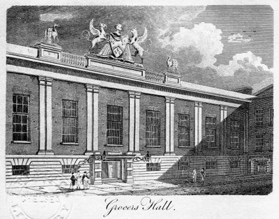 Grocers Hall, City of London, 1811. av Sands