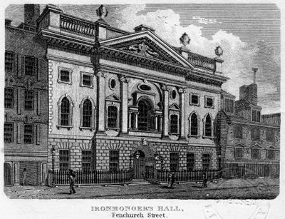 Ironmongers Hall, Fenchurch Street, City of London, 1812. av Sands