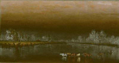 Kor i en damm vid solnedgången, 1860. av Sanford Robinson Gifford