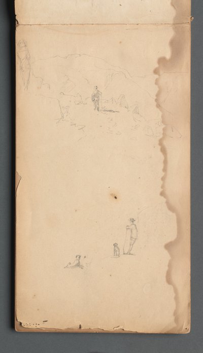Skissbok, sidan 02: Figur i ett landskap med hund, 1859. av Sanford Robinson Gifford