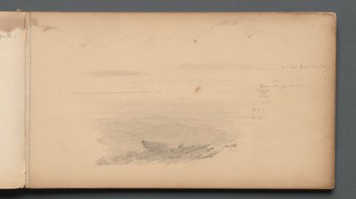 Skissbok, sidan 04: Havslandskap med färganteckningar av Sanford Robinson Gifford