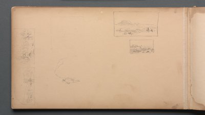 Skissbok, sida 37: Maine Landscape Vignittes, 1859. av Sanford Robinson Gifford