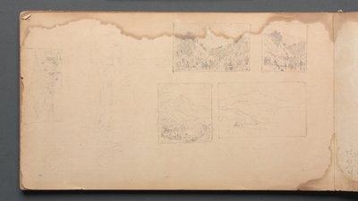 Skissbok, sida 39: Maine Landscape Vignittes, 1859. av Sanford Robinson Gifford