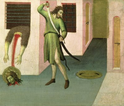 Johannes Döparens halshuggning (tempera på panel) (se även 53648) av Sano di Pietro