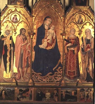 Madonnan och barnet av Sano di also Ansano di Pietro di Mencio Pietro
